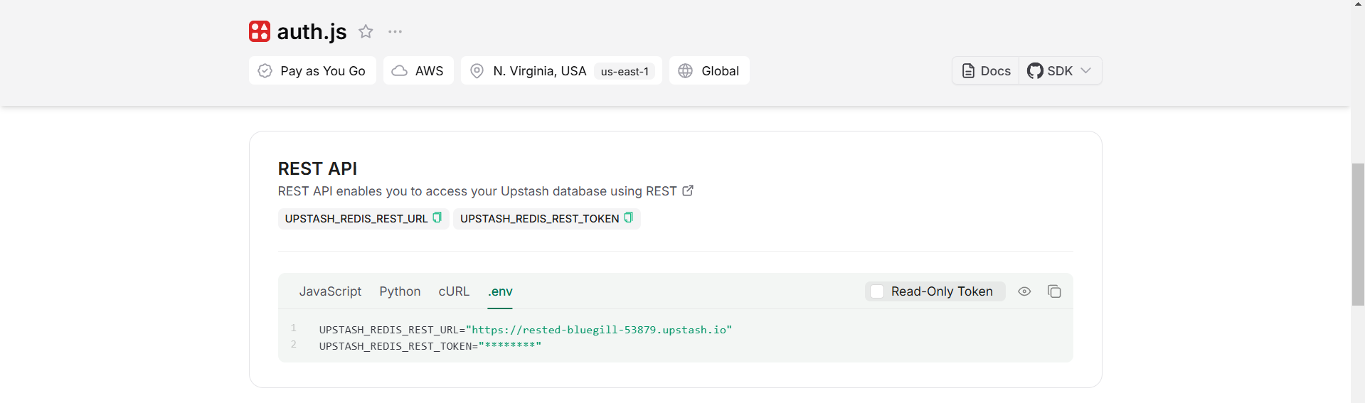 Upstash Redis Environment Variables